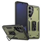 Per Samsung Galaxy S24 FE 5G Custodia per telefono con supporto ad anello in TPU ibrido per PC (verde oliva)