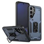 Per Samsung Galaxy S24 FE 5G Custodia per telefono con supporto ad anello in TPU ibrido per PC (blu navy)