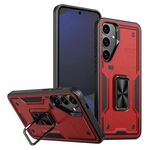 Per Samsung Galaxy S24 FE 5G Custodia per telefono con supporto ad anello in TPU ibrido per PC (rosso)