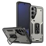 Per Samsung Galaxy S24 FE 5G Custodia per telefono con supporto ad anello in TPU ibrido per PC (grigio titanio)