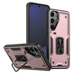 Per Samsung Galaxy S24 FE 5G Custodia per telefono in TPU ibrido per PC con supporto ad anello (oro rosa)