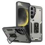 Per Samsung Galaxy S24+ 5G Custodia per telefono con supporto ad anello in TPU ibrido per PC (grigio titanio)