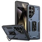 Per Samsung Galaxy S24 Ultra 5G Custodia per telefono con supporto ad anello in TPU ibrido per PC (blu navy)