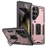 Per Samsung Galaxy S24 Ultra 5G Custodia per telefono in TPU ibrido per PC con supporto ad anello (oro rosa)