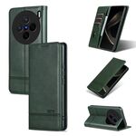 Per vivo X200 AZNS Custodia per telefono in pelle di vitello con texture magnetica (verde scuro)