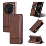 Per vivo X200 Pro mini AZNS Custodia per telefono in pelle di vitello con texture magnetica (marrone scuro)