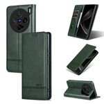 Per vivo X200 Pro mini AZNS Custodia per telefono in pelle di vitello con texture magnetica (verde scuro)