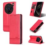 Per vivo X200 Pro mini AZNS Custodia per telefono in pelle di vitello con texture magnetica (rosso)