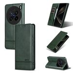 Per vivo X200 Pro AZNS Custodia per telefono in pelle di vitello con texture magnetica (verde scuro)