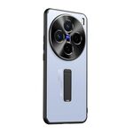 Per vivo X200 Custodia per telefono con supporto in TPU ibrido in metallo satinato (blu)