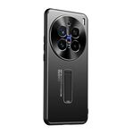 Per vivo X200 Pro Custodia per telefono con supporto in TPU ibrido in metallo satinato (nero)