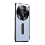 Per vivo X200 Pro Custodia per telefono con supporto in TPU ibrido in metallo satinato (blu)