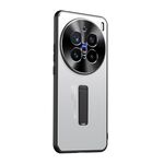 Per vivo X200 Pro Custodia per telefono con supporto in TPU ibrido in metallo satinato (argento)