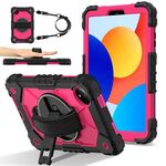 Per Xiaomi Redmi Pad SE 8.7 Custodia per tablet PC ibrida in silicone con robot a contrasto di colore (nero rosa rosso)