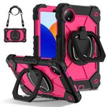 Per Xiaomi Redmi Pad SE 8.7 Custodia per tablet PC ibrida in silicone con robot a contrasto di colore (nero rosa rosso)