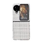 Per OPPO Find N3 Flip Plaid Fabric PC Custodia protettiva per telefono (bianco)