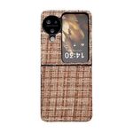 Per OPPO Find N3 Flip Plaid Fabric PC Custodia protettiva per telefono (marrone)