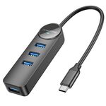 Adattatore HUB multifunzione BOROFONE DH5 4 in 1 Type-C / USB-C a USB 3.0 x 4, lunghezza: 0,2 m (nero)