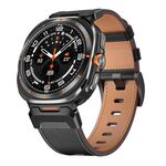 Per Samsung Galaxy Watch Ultra 47mm Mecha Style Cinturino in pelle (Nappa nera)