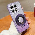 Per Xiaomi 14T Custodia per telefono in TPU con supporto rotondo glitterato sfumato placcato (viola)