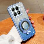 Per Xiaomi 14T Custodia per telefono in TPU con supporto rotondo con glitter sfumato placcato (blu Sierra)