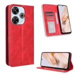 Per Redmi 13 4G / Note 13R 5G Custodia per telefono in pelle con fibbia magnetica e texture retrò (rosso)
