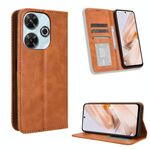 Per Redmi 13 4G / Note 13R 5G Custodia per telefono in pelle con fibbia magnetica e texture retrò (marrone)