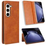 Per Samsung Galaxy Z Fold6 Custodia per telefono in pelle con fibbia magnetica e texture retrò (marrone)