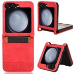 Per Samsung Galaxy Z Flip6 Custodia per telefono in pelle con fibbia magnetica e texture retrò (rosso)