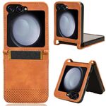 Per Samsung Galaxy Z Flip6 Custodia per telefono in pelle con fibbia magnetica e texture retrò (marrone)