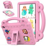 For Amazon Fire HD8 2024 / 2022 / HD8 Plus Handle Kickstand Children EVA Shockproof Tablet Case(Pink)