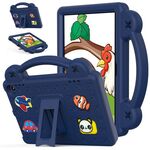 For Amazon Fire HD8 2024 / 2022 / HD8 Plus Handle Kickstand Children EVA Shockproof Tablet Case(NavyBlue)