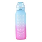 1000ml Large Capacity Tritan Water Mug Gradient Color Outdoor Sports Water Bottle(Blue Pink)
