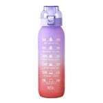 1000ml Large Capacity Tritan Water Mug Gradient Color Outdoor Sports Water Bottle(Purple Red)