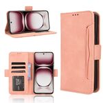 Per OPPO Reno12 5G Custodia per telefono in pelle con slot per schede e texture in vitello con effetto pelle di vitello globale (rosa)