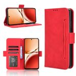 Per OPPO Reno12 F 5G Custodia in pelle con slot per schede e texture in vitello (rosso)