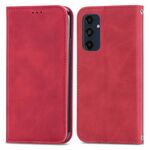 Per Samsung Galaxy S24 FE 5G Custodia per telefono in pelle magnetica Retro Skin Feel (rosso)