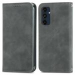 Per Samsung Galaxy S24 FE 5G Custodia per telefono in pelle magnetica Retro Skin Feel (grigio)