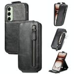 Per Samsung Galaxy S24 FE 5G Custodia in pelle con cerniera e flip verticale (nero)