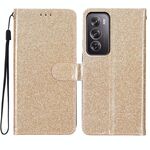 Per OPPO Reno12 Pro Custodia per telefono in pelle con glitter globale (oro)