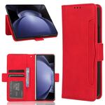 Per Samsung Galaxy Z Fold6 Custodia in pelle con slot per schede e texture in vitello (rosso)