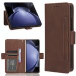Per Samsung Galaxy Z Fold6 Custodia in pelle con texture in vitello e slot per schede (marrone)