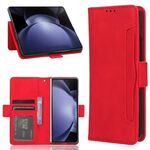 Per Samsung Galaxy Z Fold6 con slot per penna Custodia per telefono in pelle con texture in vitello e slot per carte (rosso)