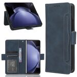 Per Samsung Galaxy Z Fold6 con slot per penna Custodia per telefono in pelle con texture in vitello e slot per carte (blu)