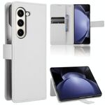 Per Samsung Galaxy Z Fold6 Custodia in pelle con texture a diamante (bianca)