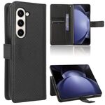Per Samsung Galaxy Z Fold6 Custodia in pelle con trama a diamante (nero)