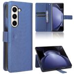 Per Samsung Galaxy Z Fold6 Custodia per telefono in pelle con texture a diamante (blu)