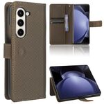 Per Samsung Galaxy Z Fold6 Custodia in pelle con texture a diamante (marrone)