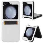 Per Samsung Galaxy Flip6 Custodia in pelle con texture a diamante (bianca)