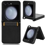 Per Samsung Galaxy Flip6 Custodia in pelle con texture a diamante (nero)